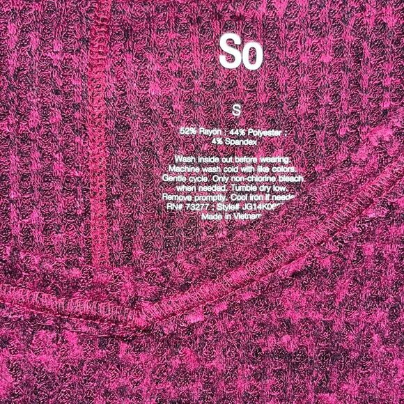 SO, Women's Wine Chalet Heather V-Neck Long Sleeve Pullover Sweater Small NWT - Picture 4 of 8